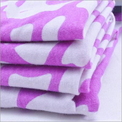 China Rusha Textile   Purple Ground White Dots Printed Poly-Spandex Single Jersey Fabric for sale