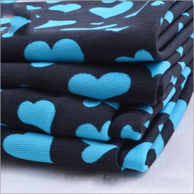 China Rusha Textile Knitted DTY Jersey Heart Print Cheap Price Yiwu Market Fabric for sale