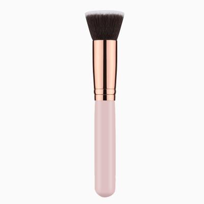 China Simple Smudge Brush Foundation Blend Brush Pink Handle High Quality Cosmetics Brush Private Logo Makeup Brush for sale