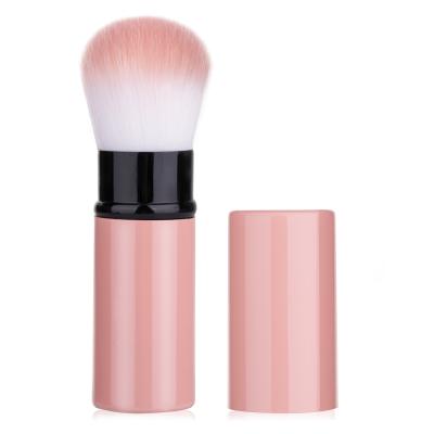 China Low MOQ Factory Price Rose Color Mini Kabuki Powder Brush Retractable Single Flat Brush Base Make Up Brush for sale