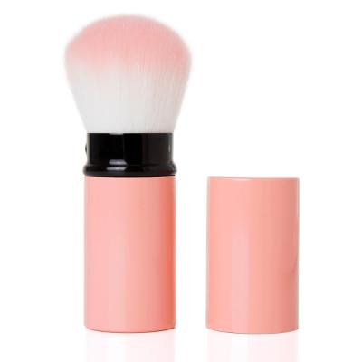 China Retractable SINGLE BRUSH Kabuki Portable Cosmetics Makeup Brush Soft Powder Wholesale Make Up Brush With Cover for sale