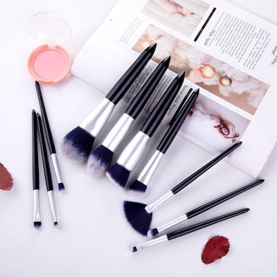 China Angular Blush 10pcs Makeup Brush Luxury Beauty Tools Private Label Kit Navy Blue Professional Makeup Brush Set for sale