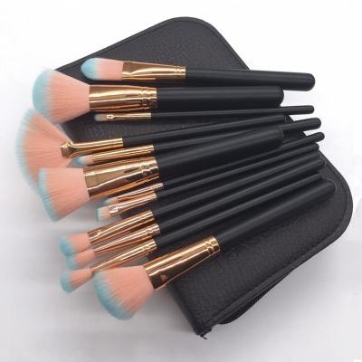 China Good Quality 12pcs Beauty Hair Beauty Soft Hair Cosmetics Set Black Handle Makeup Set Brush Wholesale for sale