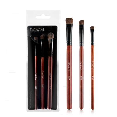 China Angular Blush Eyeshadow Brush 3pcs Hot Selling Wooden Coffee Eye Makeup Brush Set For Private Label Wholesale for sale