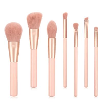 China Angular Blush 7Pcs China Makeup Brush Pink Makeup Brush Set Professional Soft Makeup Brush Set Custom Logo for sale