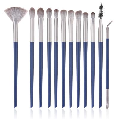 China Angular 12pcs New Arrival Factory Price Cosmetic Eyeshadow Brush Set Eye Blush and Blue Lips Makeup Brushes for sale