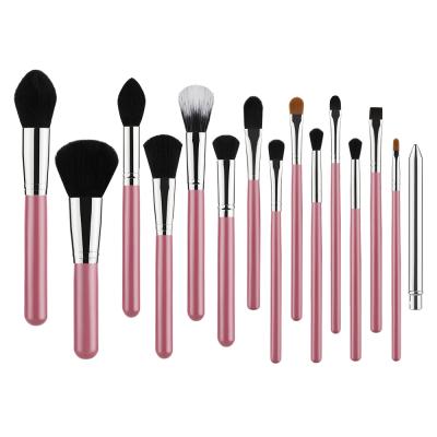 China Angular Blush New 15Pcs Makeup Tools Wooden Brush Makeup Wholesale Makeup Brush Set Custom Logo for sale