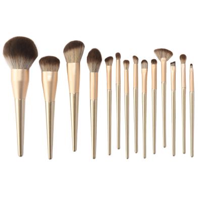 China Angular Blush Good Makeup Brush Rose Gold For Beauty Acceptting OEM Makeup Brush Set 14Pcs Wholesale for sale