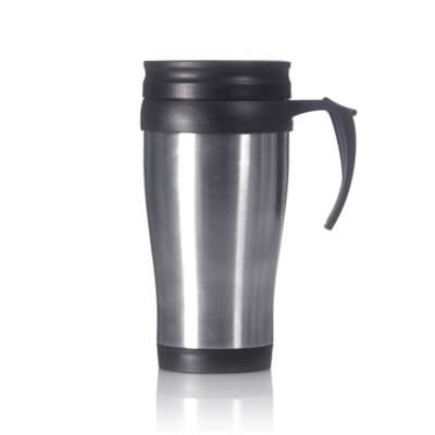 China Double Wall Stainless Steel Car Coffee Plastic Cup Sublimation Plastic Mugs 400ml Travel Mugs With Handle for sale