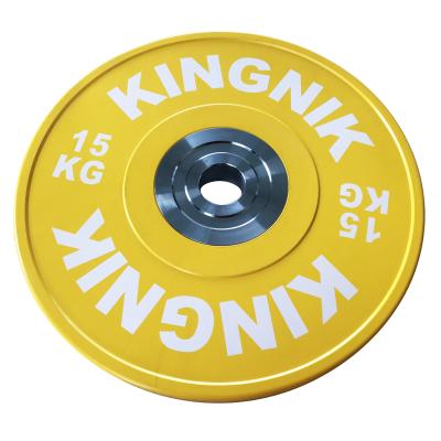 China KINGNIK 15KG YELLOW WEIGHTLIFTING RUBBER BUMPER PLATE 15KG yellow HIGH QUALITY for sale