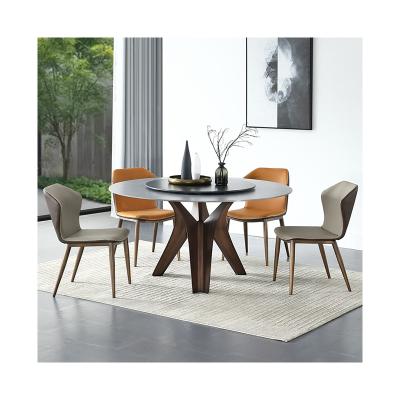 China Modern Style Convertible Dining Table Combination Round Metal Marble Frame Dining Table for sale