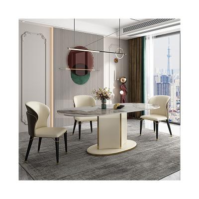 China Convertible Style High End Modern White Marble Office Furniture Stable Luxury Oval Dining Table for sale