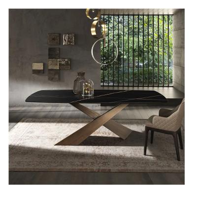 China Modern Light Luxury Long Slate Household Italian Table Apartment Small Rectangular Dining Table for sale