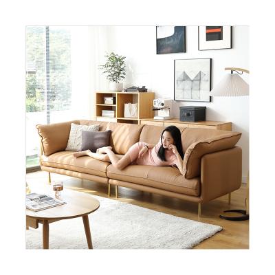 China 2022 New Minimalist Leather Style Brown Leather Sofa Sofa Set Living Room Modern for sale