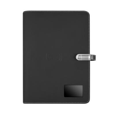 China VCR U-Disk Design MP4 VCR Wireless Charging Leather Notebook With Powerbank Wireless Notebook for sale