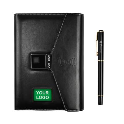 China Business Election Loose-leaf Donations Fingerprint Diary Powerbank Wireless Charger With Notebook Executive Pen for sale