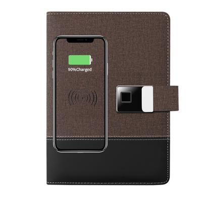 China Hot Sales Loose-leaf Power Bank Notebooks Charger A5 Customizable Wireless Fingerprint With Powerbank Notebook for sale