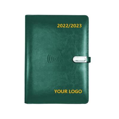 China 2018 New Design Multifunctional PU Power Bank Leather Notebook With USB Flash Drive 8GB for sale