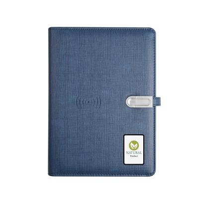 China Magnetic Engraved Leather Power Bank Notebook Waterproof Leather Tied Notebook Power Bank Leather Notebook for sale