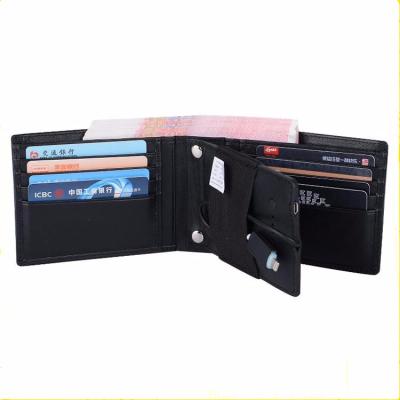 China Leather RFID Triifold Money Card Holder Wallet Coin Purse With 3000mah Power Bank for sale