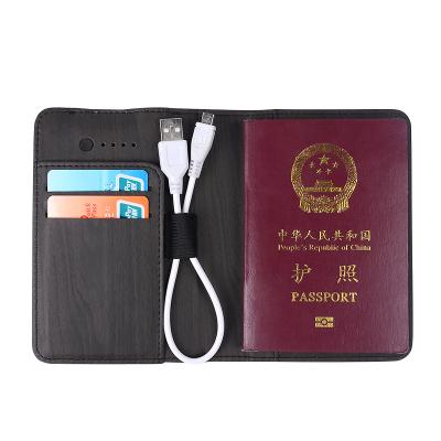 China Business Travel Material Passport Cover Customized Passport Holder Leather With Power Bank for sale