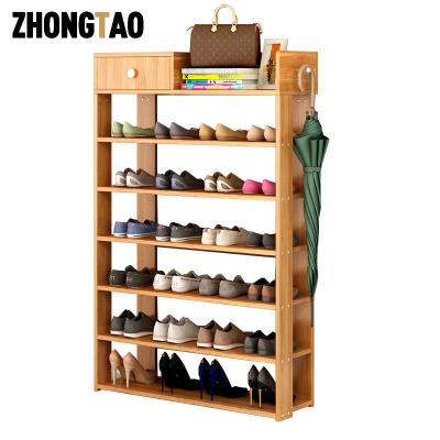 China Easy Gather Modern Multifunctional Corner Multi-layer Wooden Shoe Storage Cabinet Shoe Rack Organizer For Home for sale