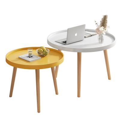 China Hot Sale New Design Extendable Side Coffee Table Simple Yellow Round Coffee Furniture Living Room Coffee Table for sale