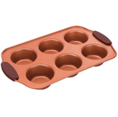 China K-670-SH-CP Sustainable 6 Cup Copper Muffin Pan With Silicone Handle for sale