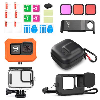 China Hero9 Accessories Accessories Package Tempered Glass Lens Screen Protector Film Silicone Case Filters Waterproof Housing Kit Colorful For Gopro9 for sale