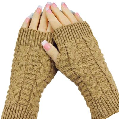 China Plain Customized New Brand Fingerless Mittens Crochet Hand Warmers Women Long Fingerless Gloves for sale