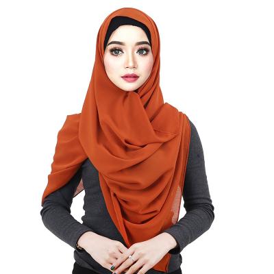 China Comfortable And Fashionable Breathable Turkey Stone Hijab Scarf Breathable Georgette Thin Chiffon Scarf Faux Solid Color for sale