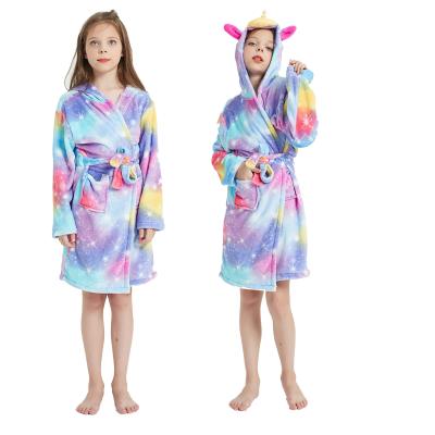 China New Arrival Luxury Children Lovely Costome Long Sleeve Breathable Mixed Color Flannel Sleep Robes Led Unicorn Bathrobes For Big Kids for sale