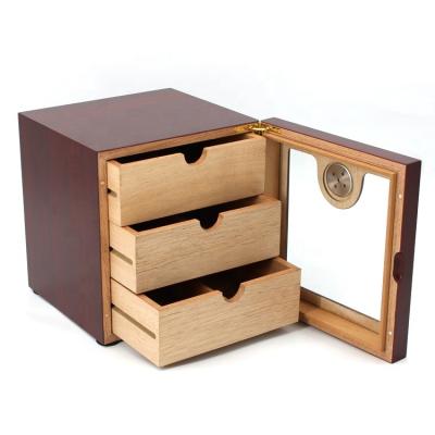 China China Wholesale Wooden Humidor Cigar Cabinet Wooden Cigar 3trays Storage Box for sale