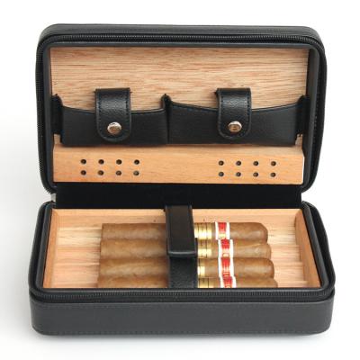 China China Zigarren Boveda Cigar Tobacco Fashion Leather Custom Leather Liner 4 Cigars Travel Cigar Humidor Case Bag for sale