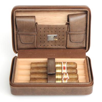 China China Zigarren Boveda Cigar Tobacco Fashion Leather Custom Leather Liner 4 Cigars Travel Cigar Humidor Case Bag for sale