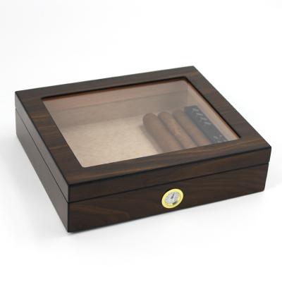 China Cigar Box Antique White Glass Top Auto Package Mahogany Cedar Wood Cigar Humidor Wholesale Modern Custom Made Wood Manufacturer for sale