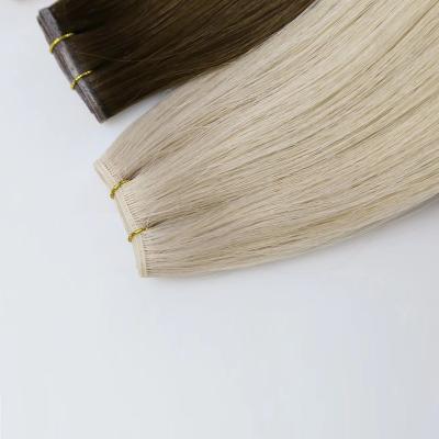 China Custom European Remy Human Hair Ash Blonde Genius Hair Extensions Weft Weft New for sale