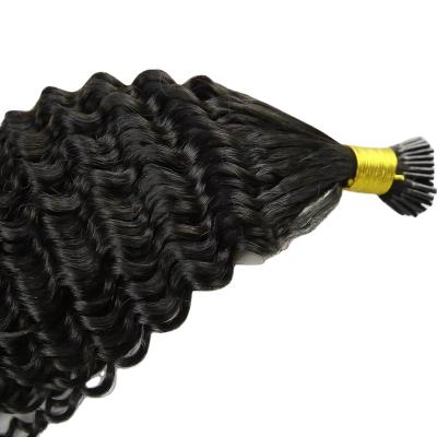 China Silky Straight Wave Customized Raw Indian Hair Curly Curly Raw Virgin Hair Wholesale I Tip Hair Extension for sale