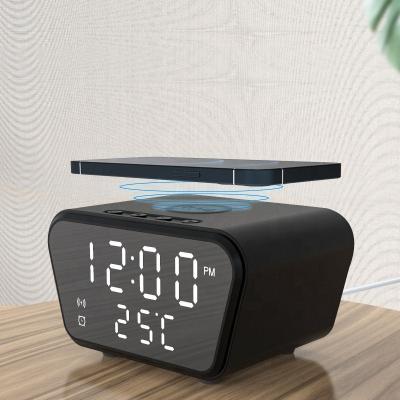 China The Clock OEM/ODM 15W Alarm Clock Station For Iphone-14 Samsung Wireless Charger Stand With Alarm Clock Function Qi Wireless Charger Charging Pad for sale