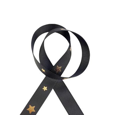 China Red wrapping custom printed ribbon printed logo or hot satin ribbon printing foil branding stamp ribbon grosgrain stars for sale