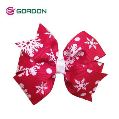 China Hot Sale Girl Hair Accessories Elegant Grosgrain Ribbon Hair Bow Plain Ribbon Printed Hair Clip for sale