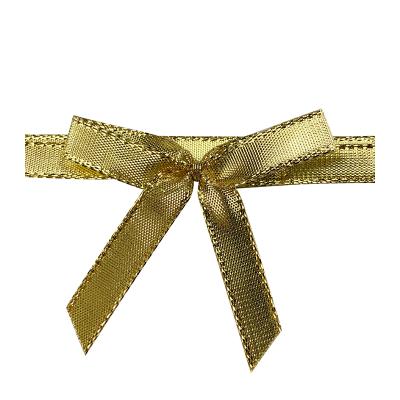 China Gordon Ribbons Eco-Friendly Pre-Tied Ribbon Elastic Gold Satin Bow Flower Ribbon Bow for sale