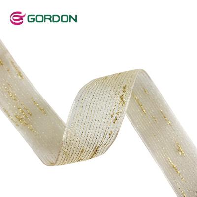 China Gordon Ribbons Customized Organza Polka Viable Dot Ribbon Spools patterned organza ribbons for sale