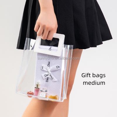 China Shock Resistance Custom Colorful Transparent Gift Clear Shopping Bag Waterproof Pvc Holographic Tote Bag With Logo Print for sale