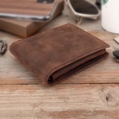 China Brand Men's Crazy Horse RFID Leather Wallet Customized Anti-theft Leather Wallet for sale