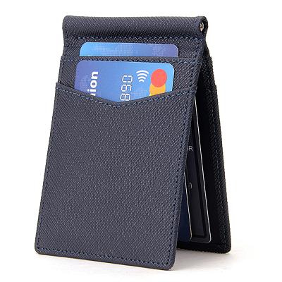 China RFID Money Clip Wallet Men's Wallet RFID Blocking Slim Genuine Leather Wallet for sale