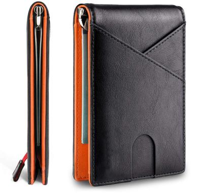 China Custom Slim Front PU Leather Pocket Wallet RFID Blocking Minimalist Wallet For Men for sale