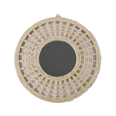 China Modern Round Wall Mirror Minimalist Woven Decorative Wall Mirror for sale