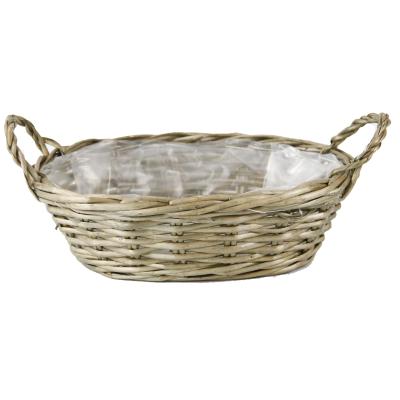 China New Design Modern Hand - Woven Wicker Basket Flower Basket With Plastic Lining for sale