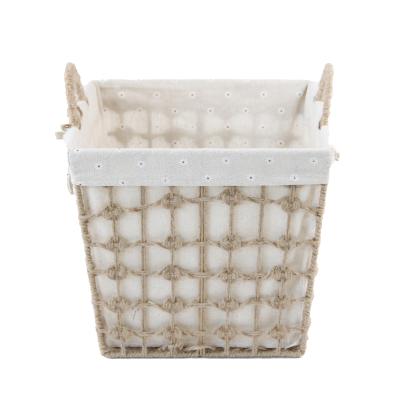 China Factory Wholesale High Quality Eco-Friendly Material Home Durable Woven Laundry Basket Hemp Rope Material for sale